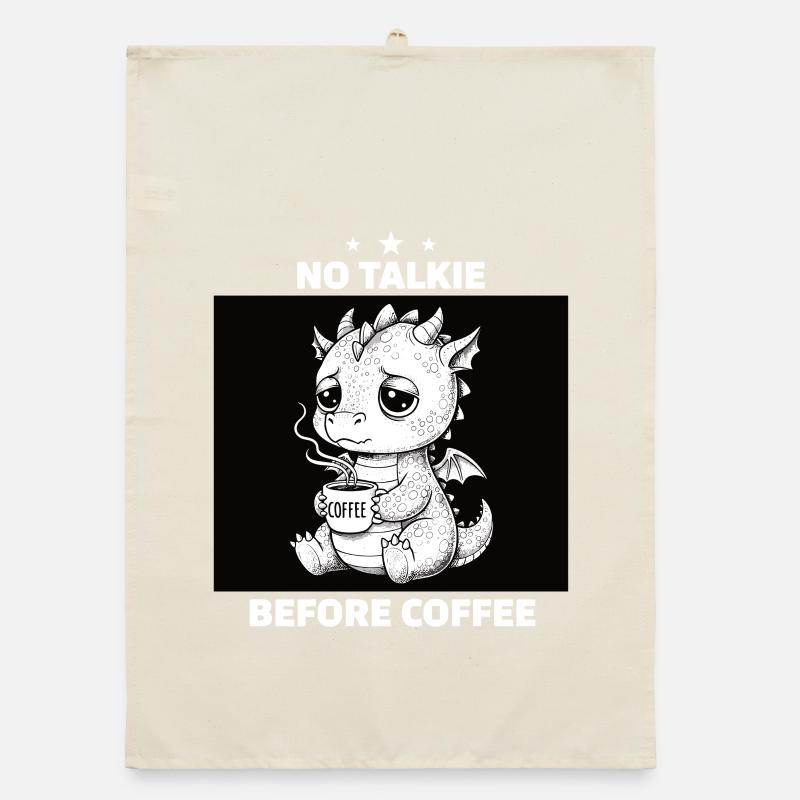 No Conversation Before Coffee Lover Dragon Organic dish towel