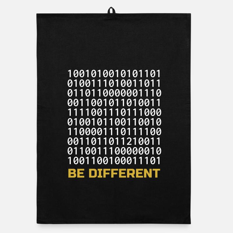 Be Different: Binary Pattern with Message - Organic dish towel - black