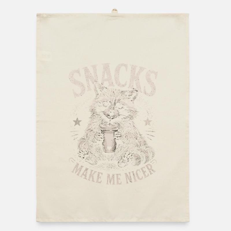 Waschbär, Snacks Make Me Nicer Organic Geschirrtuch