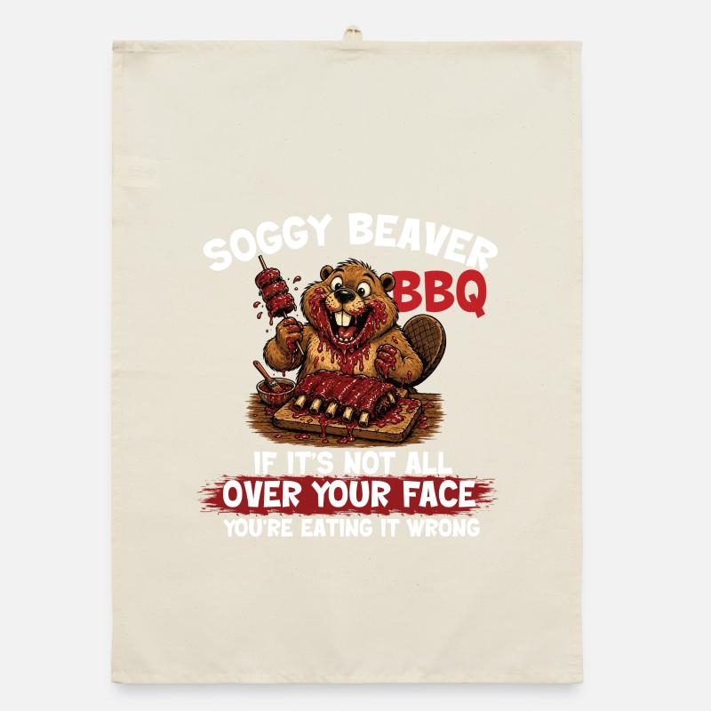 Soggy Beaver BBQ Funny Pitmaster Organic dish towel