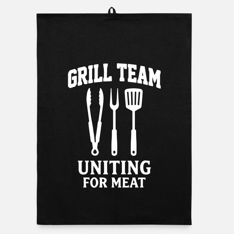 GRILL TEAM UNITING FOR MEAT BBQ Grafik Organic Geschirrtuch