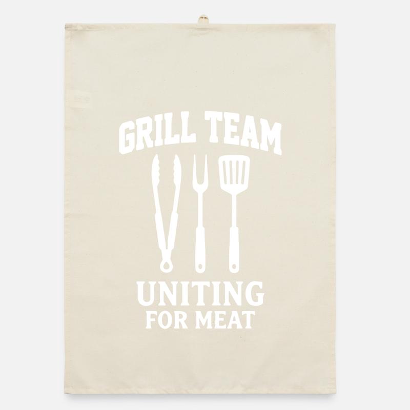GRILL TEAM UNITING FOR MEAT BBQ Graphic Organic dish towel