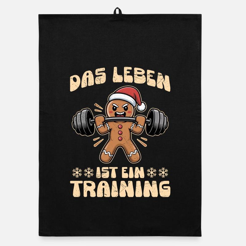 Lebkuchenmann DAS LEBEN IST EIN TRAINING Lustig Organic Geschirrtuch