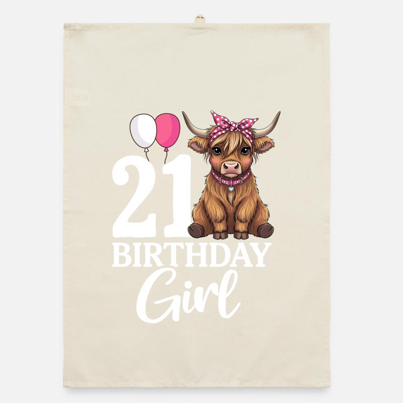 Fille d’anniversaire de 21 ans Torchon bio