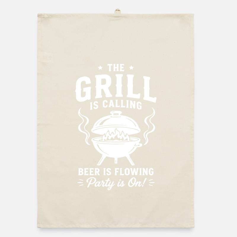 THE GRILL IS CALLING Beer Is Flowing BBQ Torchon bio