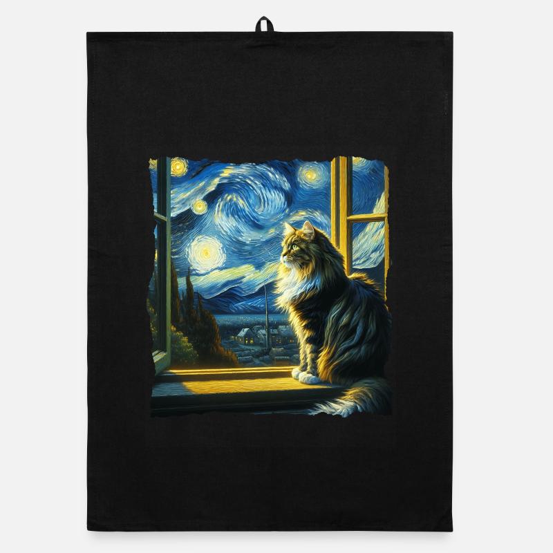 Maine Coon Starry Night Organic Geschirrtuch