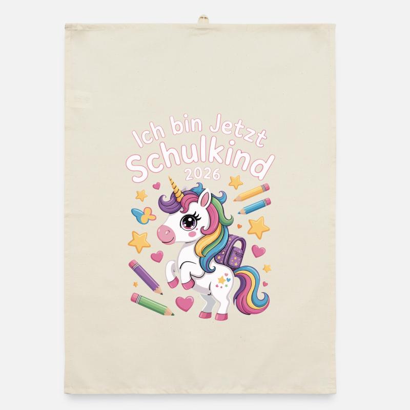  Ich Bin Jetzt Schulkind 2026 Einhorn Einschulung Organic Geschirrtuch