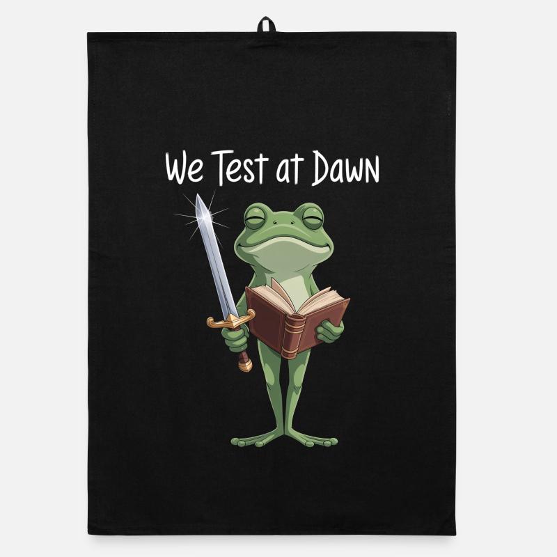 Frog Knight Reading at Dawn Organic dish towel