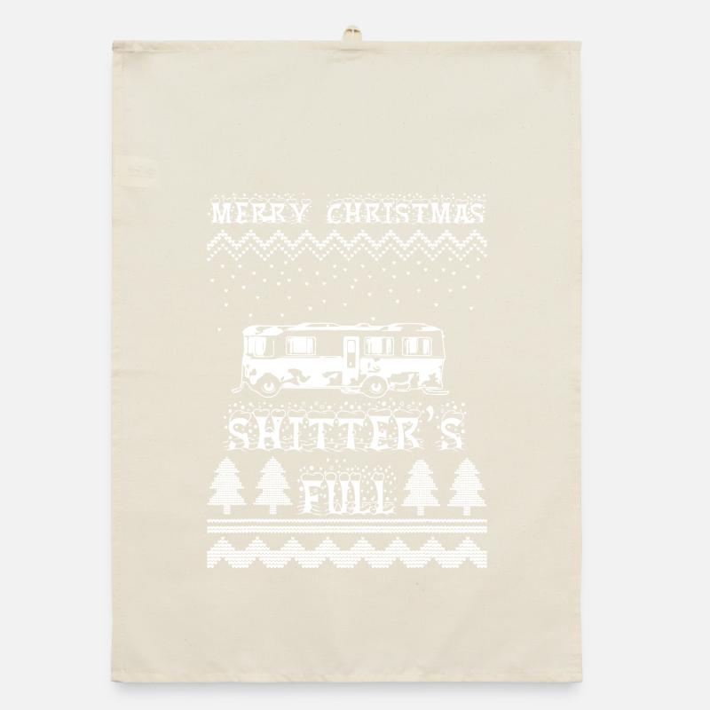 Retro Camper Winter-Strickszene Organic Geschirrtuch