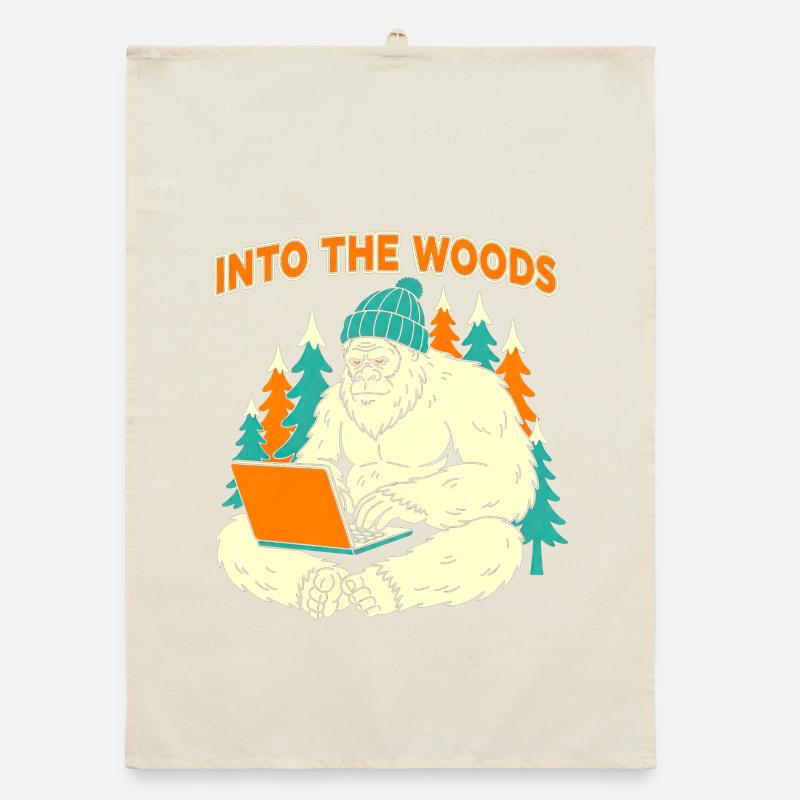 Sasquatch-Laptop im Wald Organic Geschirrtuch