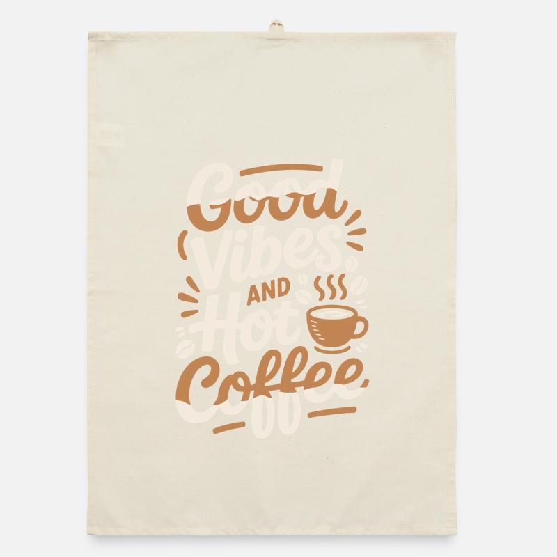 Gute Vibes, heißer Kaffee Morgenmuffel Geschenk Organic Geschirrtuch