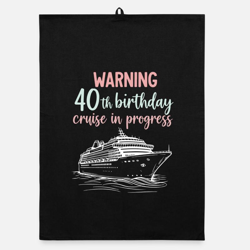 Cadeau d’avertissement croisière pour le 40e anniversaire - Torchon bio - noir