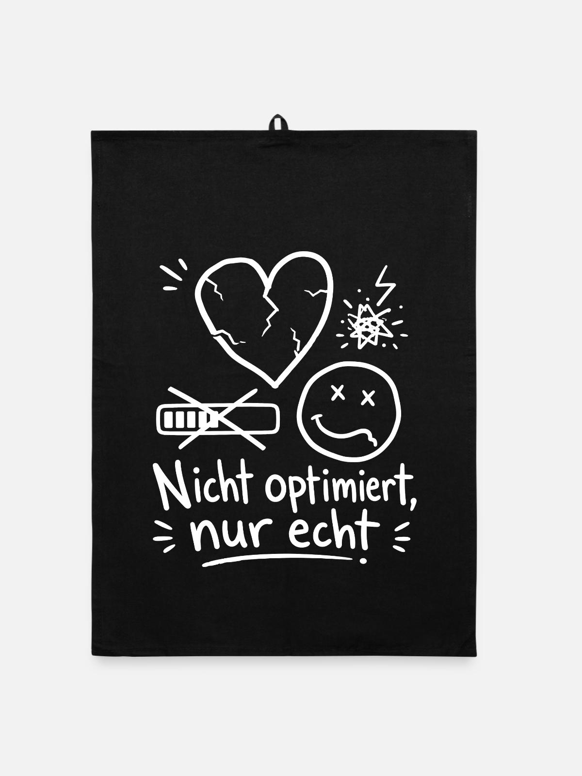 Nicht Optimiert Nur Echt - Organic Geschirrtuch - Schwarz - Vorne