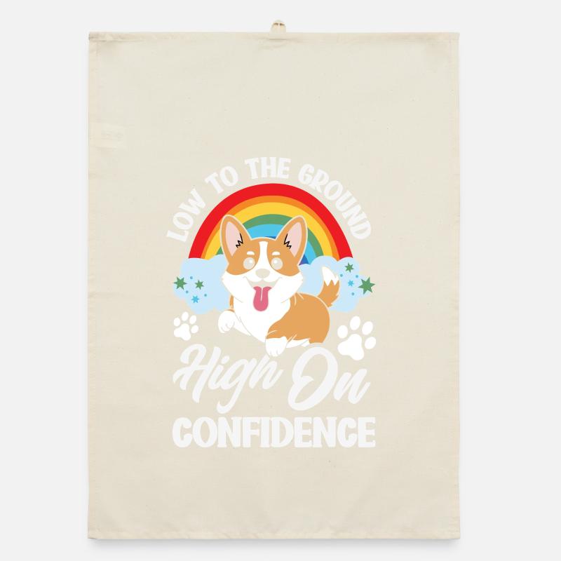 Short Legs, Tall Setting, Corgi Organic dish towel