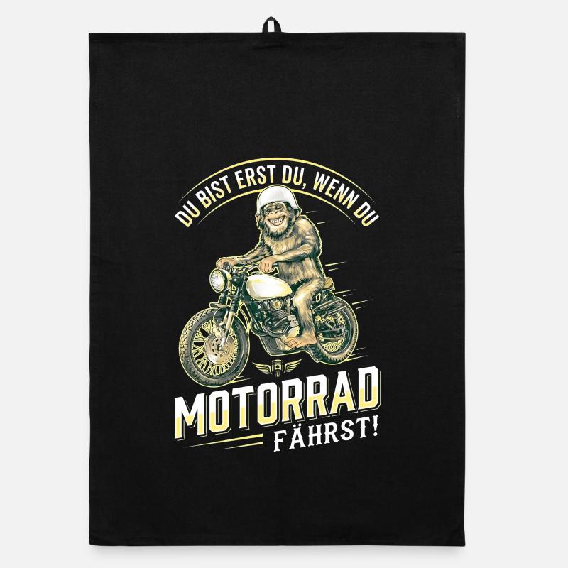 Lustiger Affe Motorrad Biker Spruch Retro Organic Geschirrtuch