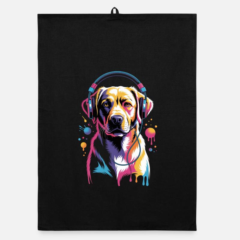 Labrador Headphones Organic dish towel