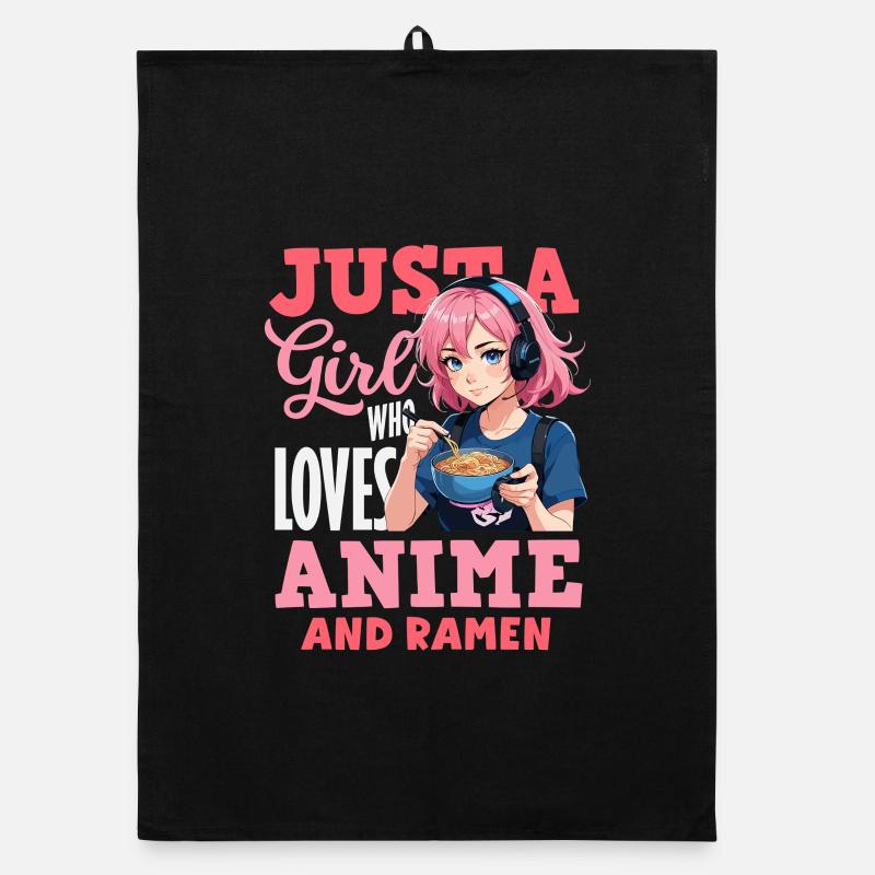 Mädchen Liebt Anime Und Ramen Nudeln Organic Geschirrtuch
