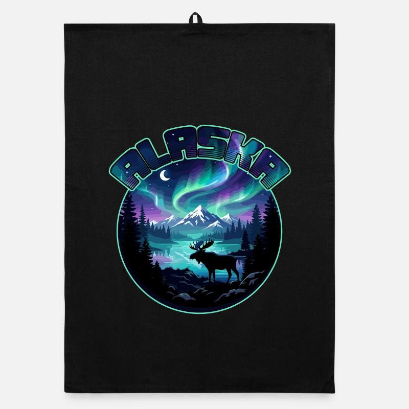 Alaska Lights Aurora Borealis Viewing Vacation Organic dish towel