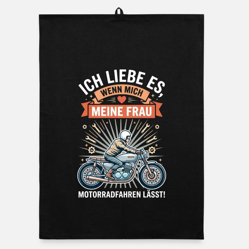 Motorradfahrer Ehemann Lustiger Spruch Biker Organic Geschirrtuch