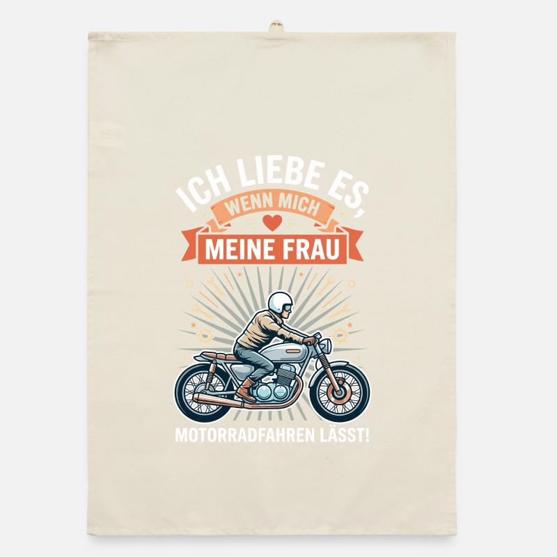 Motorradfahrer Ehemann Lustiger Spruch Biker Organic Geschirrtuch