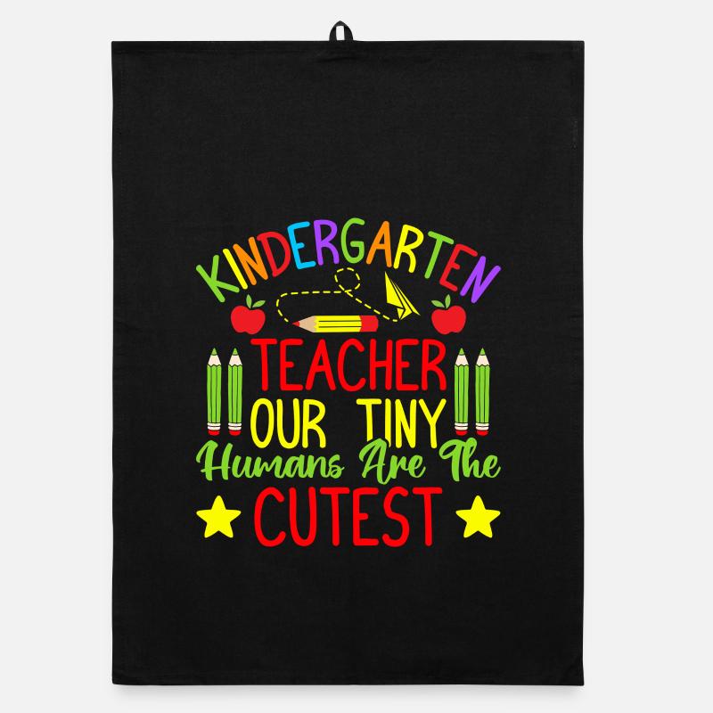 Enseignante de maternelle Tiny Humans Kindergarten la plus mignonne Torchon bio