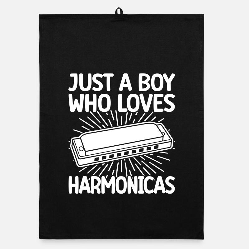 Harmonica Musican Just A Boy Who Loves Harmonica Organic Geschirrtuch