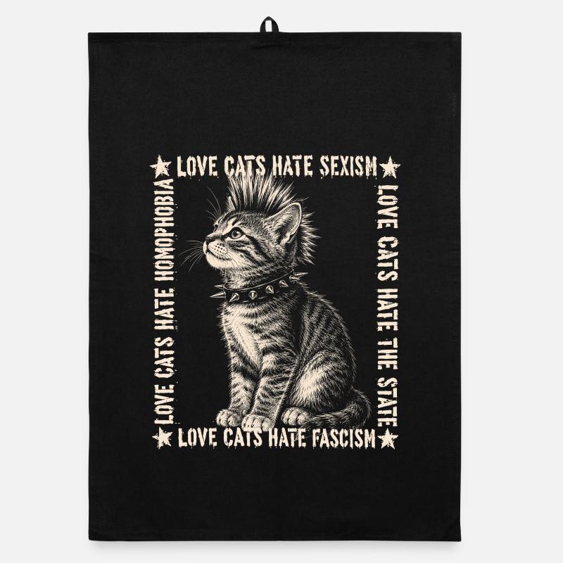 Punk Cat Love Cats Haut Statement Torchon bio