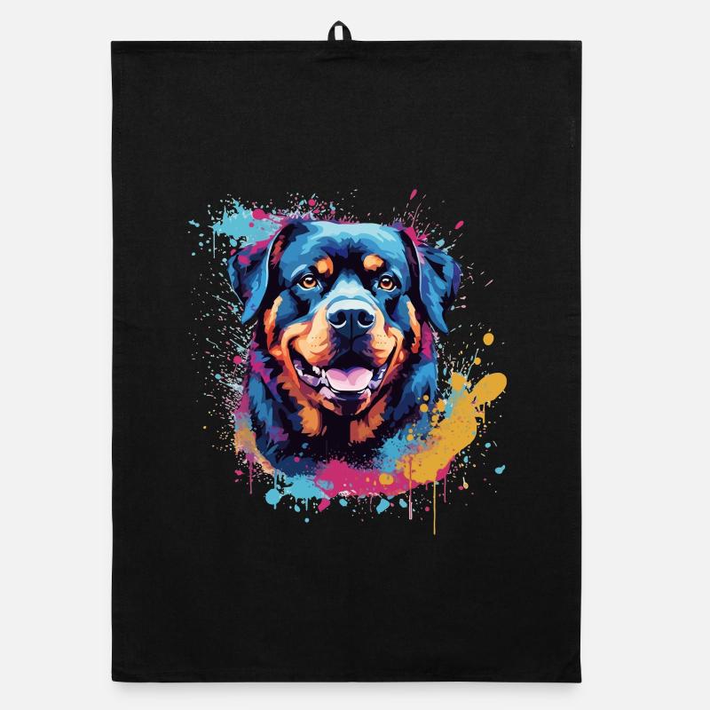 Art éclaboussé coloré du chien rottweiler Torchon bio