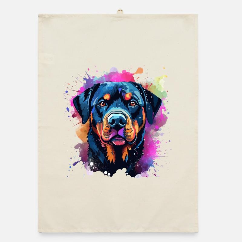 Lebendiger Rottie-Porträt-Spritzer Organic Geschirrtuch