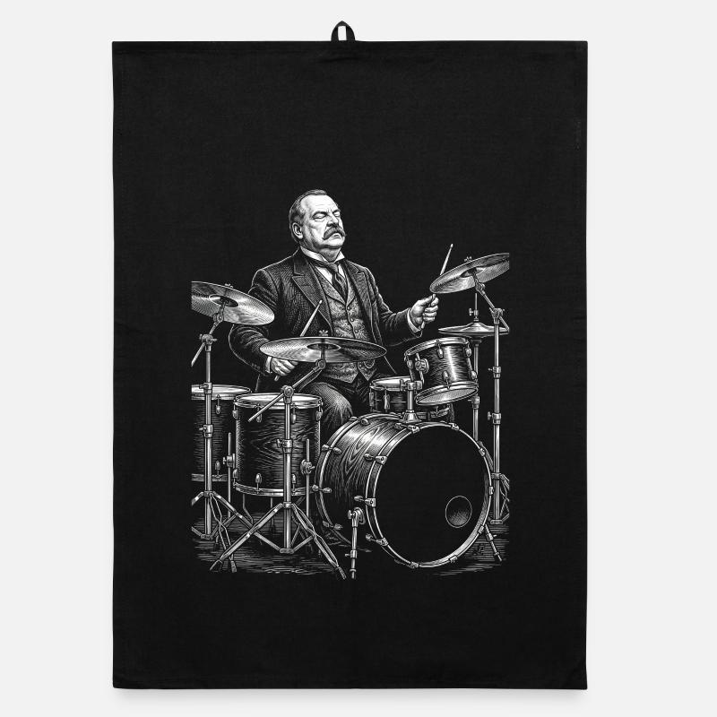 Grover Cleveland plays drums Organic dish towel