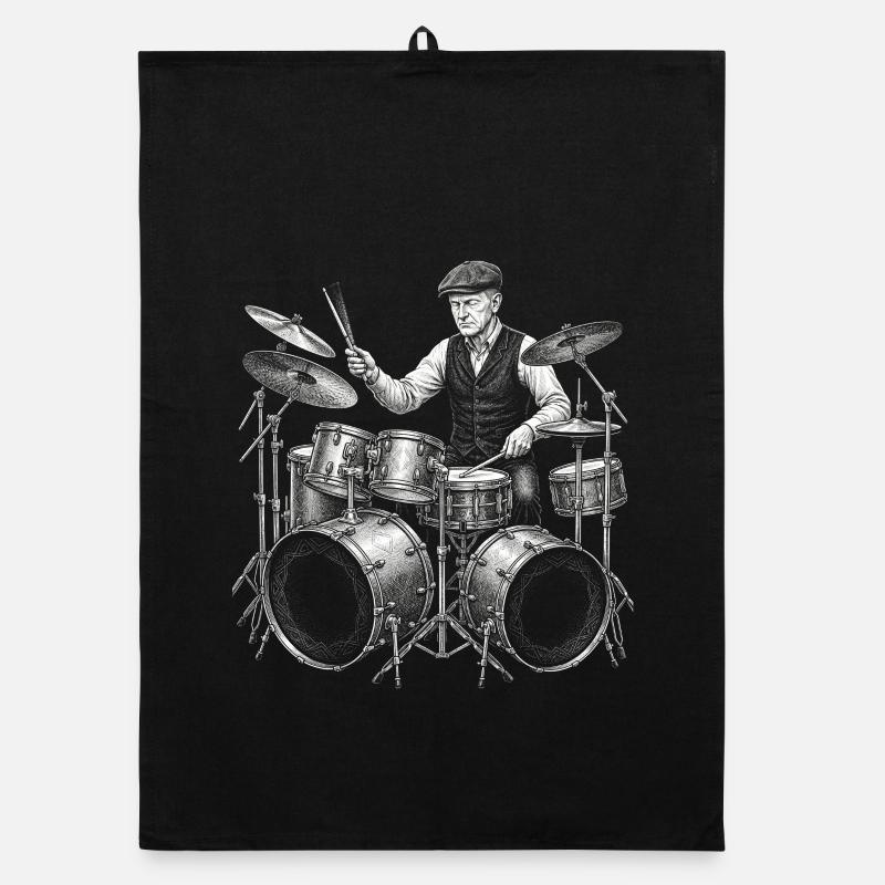 Calvin Coolidge plays drums Organic dish towel