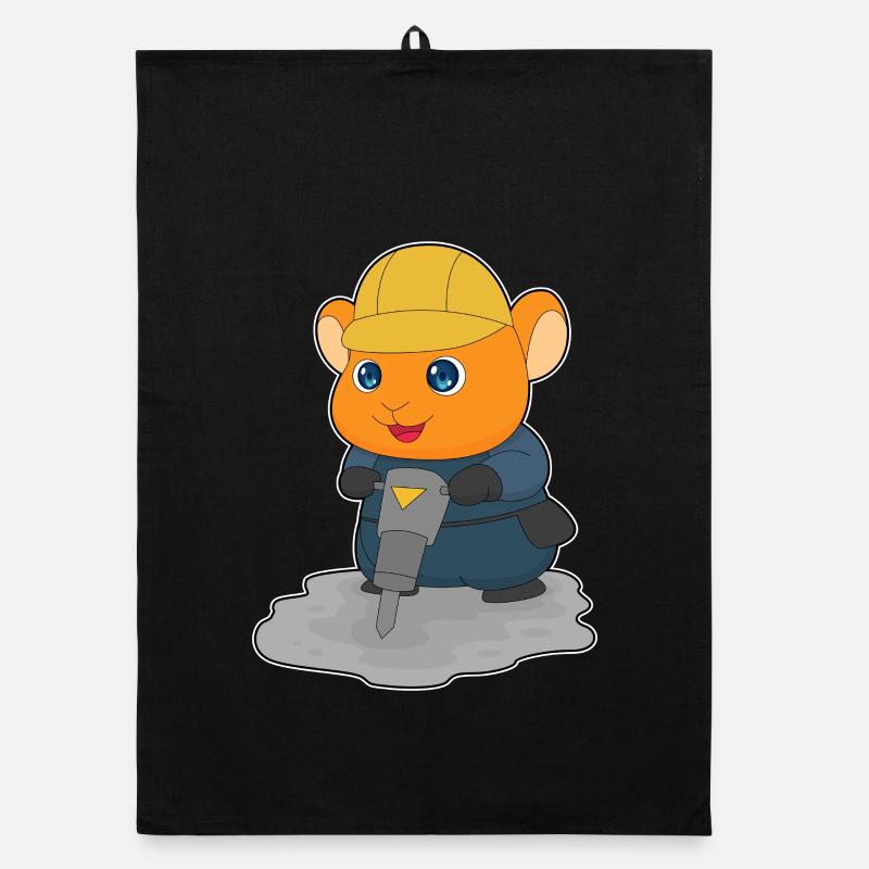 Hamster Bauarbeiter Presslufthammer Baustelle Organic Geschirrtuch