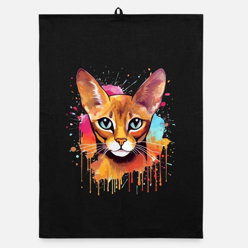 Chat abyssin coloré à l’écran Torchon bio
