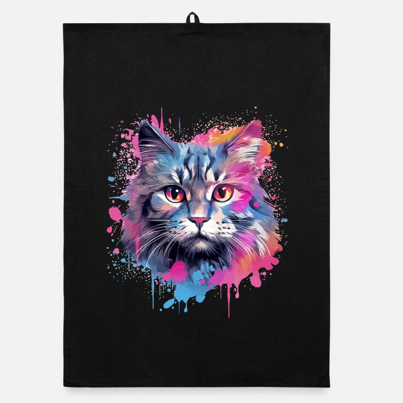 Chat américain à queue bobtail Art coloré Torchon bio