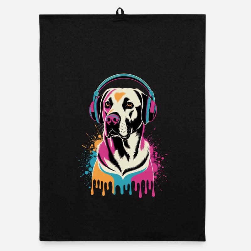 Labrador avec casque Torchon bio