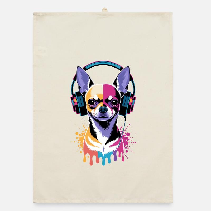 Chihuahua Kopfhörer Organic Geschirrtuch