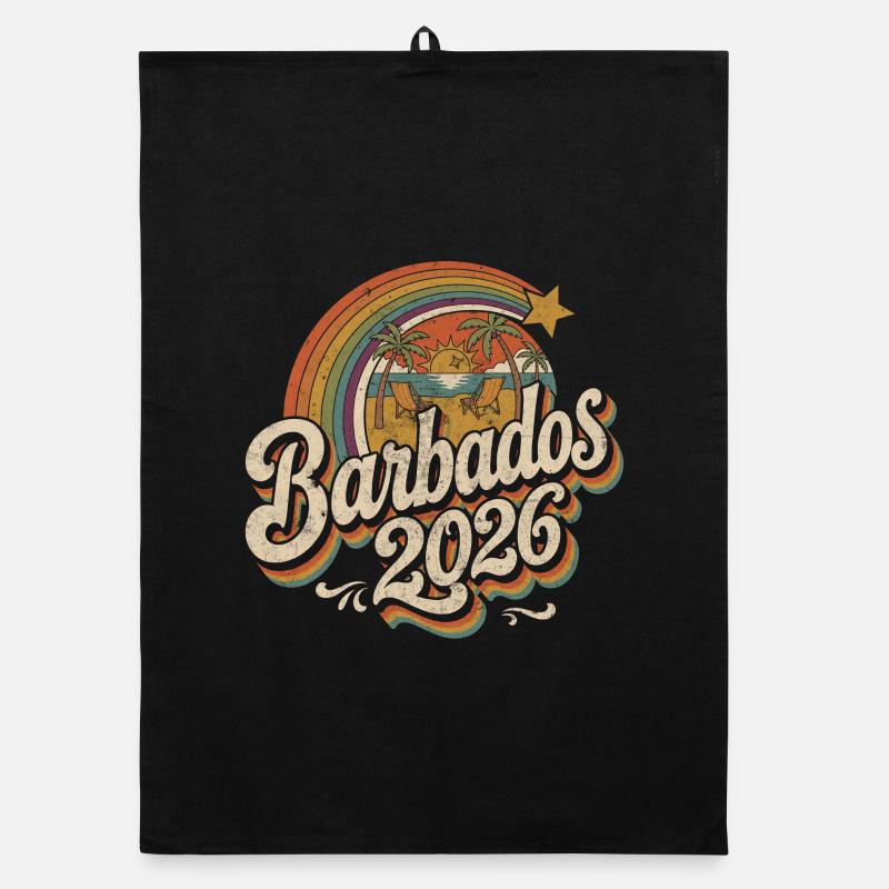 Barbados 2026 Beach Retro Organic dish towel