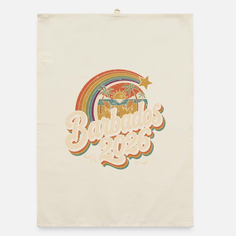 Barbados 2026 Beach Retro Organic dish towel