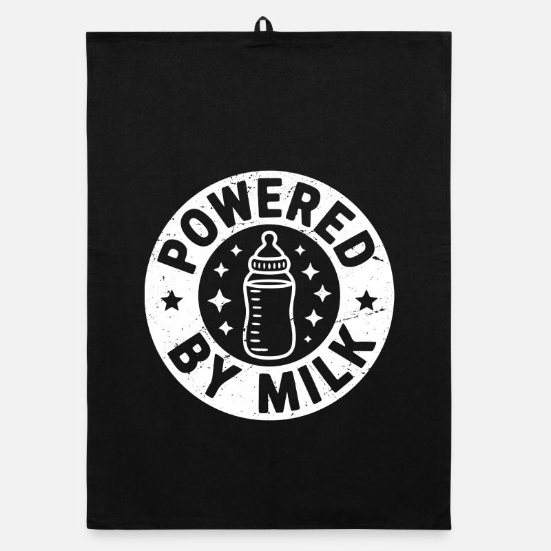powered by milk - Organic dish towel - black