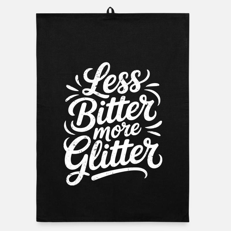 moins amer plus de paillettes - Torchon bio - noir