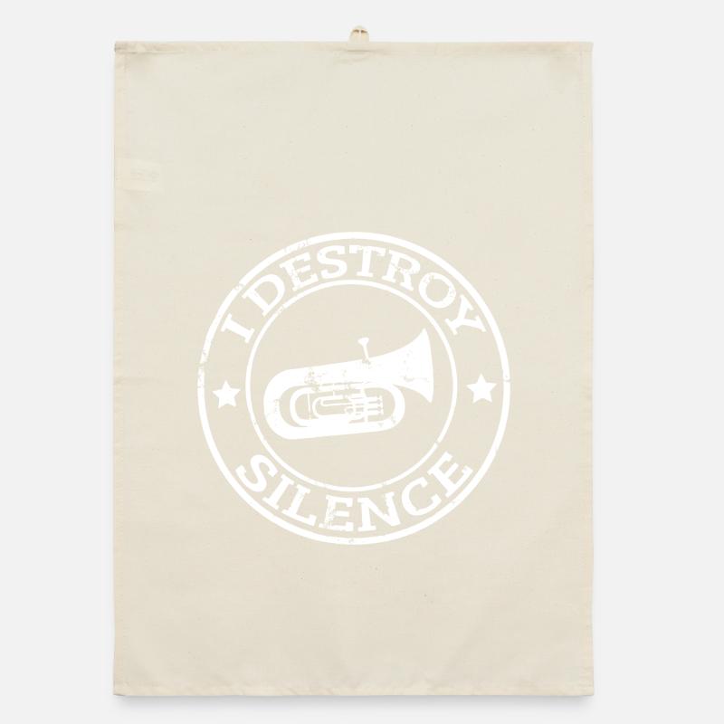 I Destroy Silence Brass Badge Organic dish towel