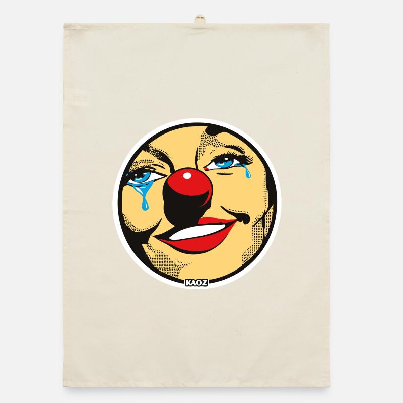 Pop Art Crying Clown Aufkleber Organic Geschirrtuch