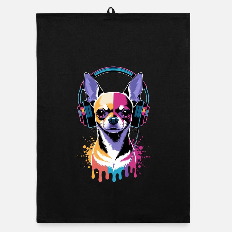 Chihuahua mit Kopfhörer Organic Geschirrtuch