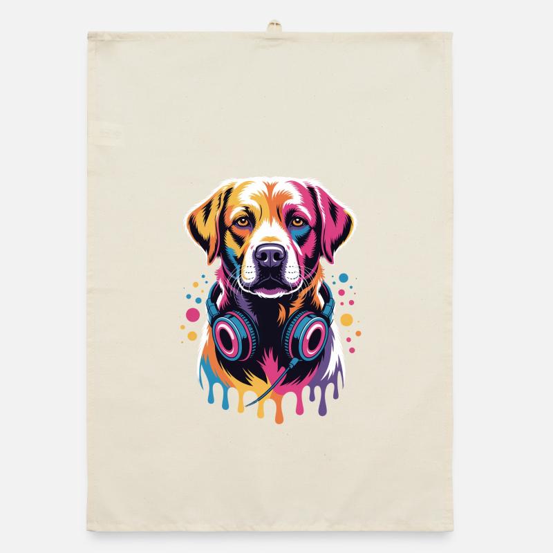 Labrador mit Kopfhörern Organic Geschirrtuch