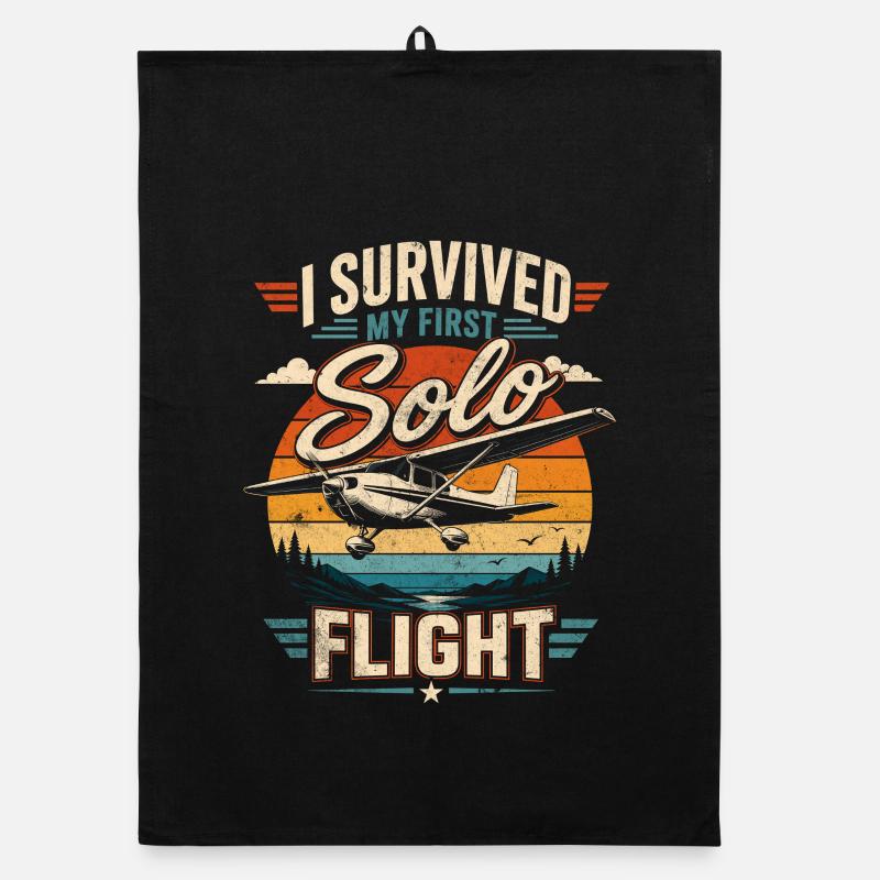 I survived my first solo flight Organic dish towel