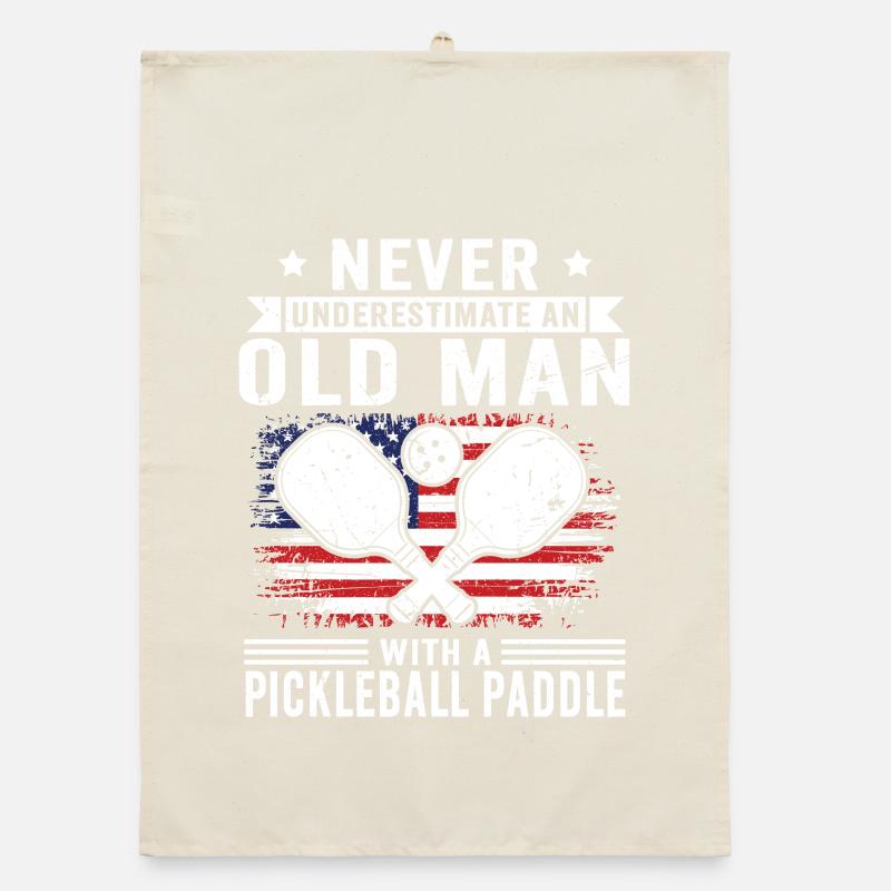 Never underestimate: Old man with pickleball Organic dish towel