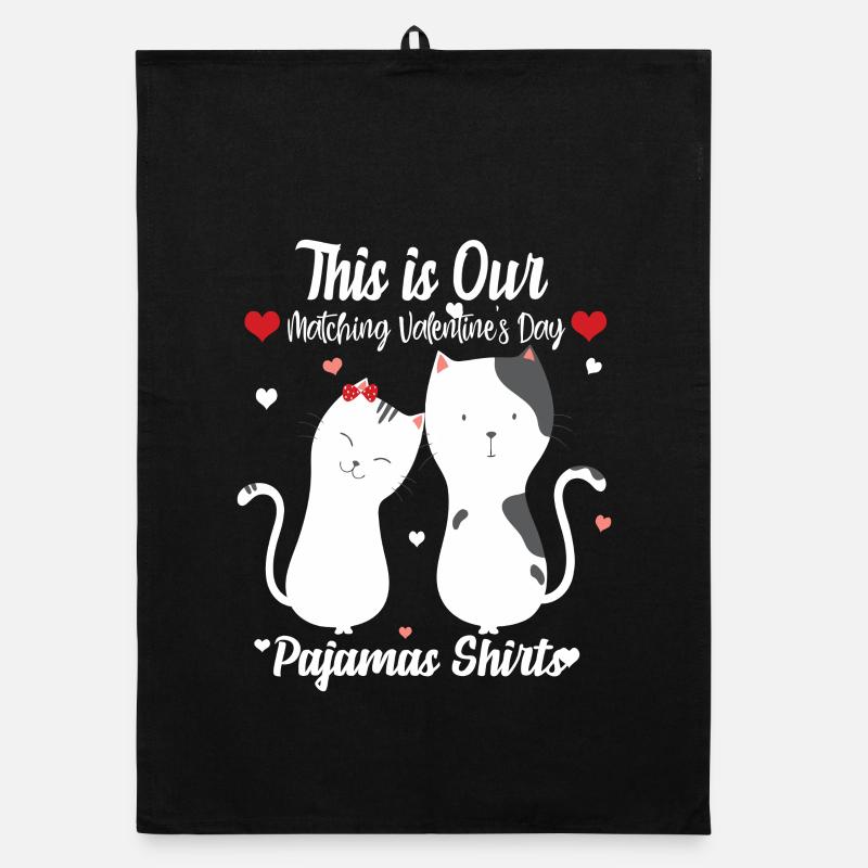 T-shirts de pyjama du couple de chats de la Saint-Valentin Torchon bio