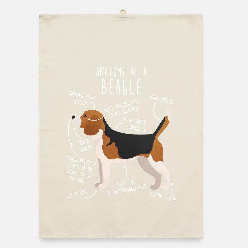 Anatomie des Beagle-Hundes Organic Geschirrtuch