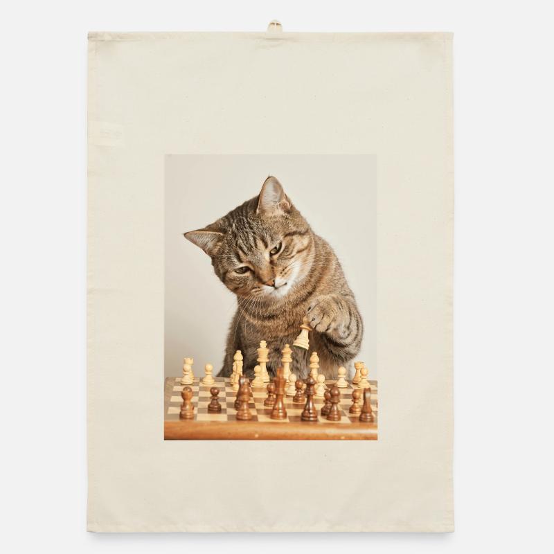 Katze spielt Schach Organic Geschirrtuch