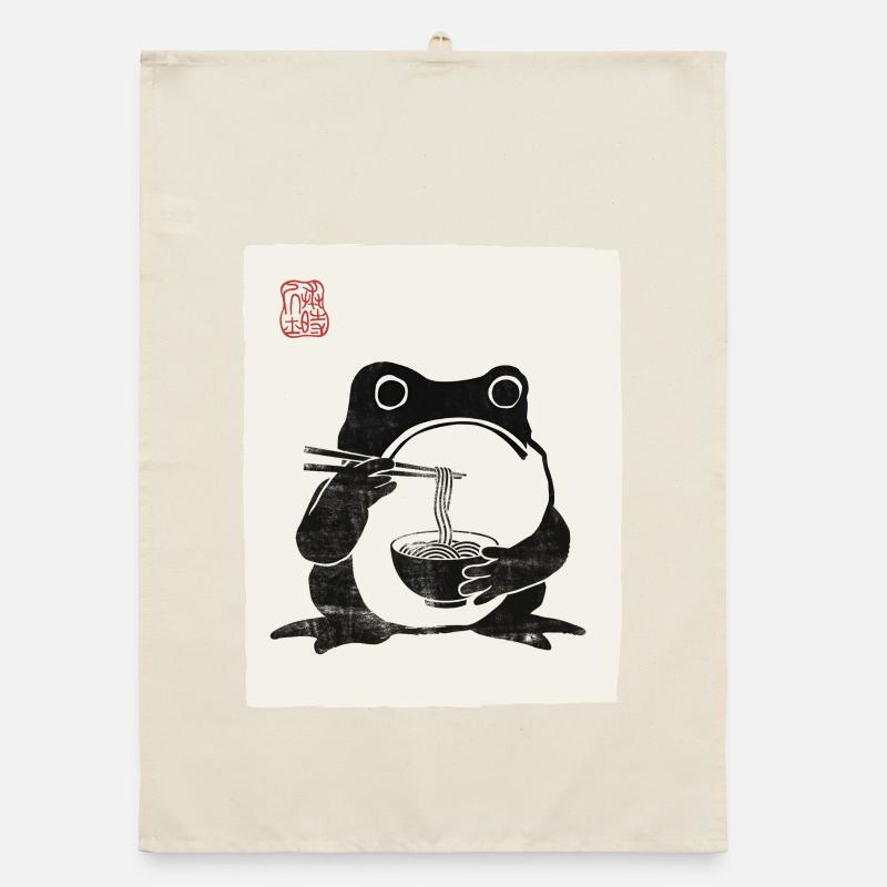 Japanese Grumpy Frog Ramen Noodle Feast Organic dish towel